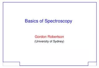 Basics of Spectroscopy