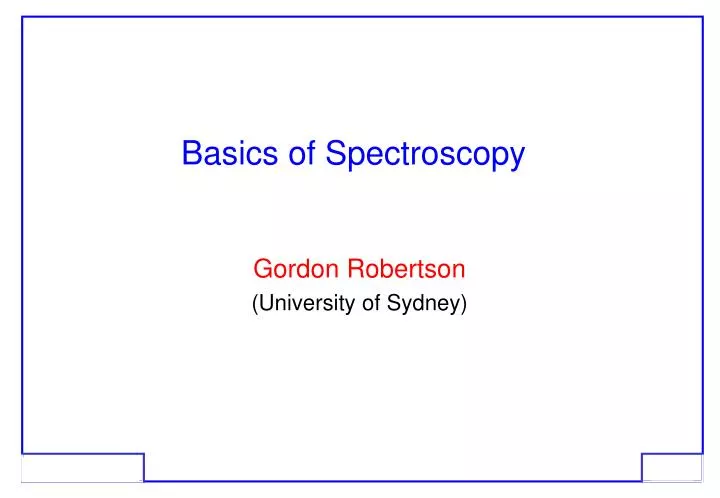 basics of spectroscopy