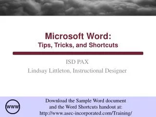 Microsoft Word: Tips, Tricks, and Shortcuts