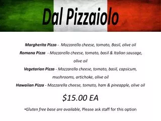 Margherita Pizza - Mozzarella cheese, tomato, Basil, olive oil