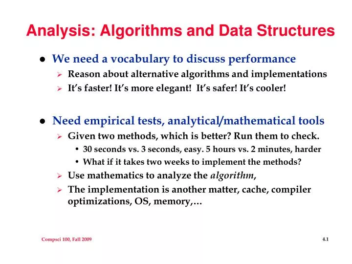 analysis algorithms and data structures