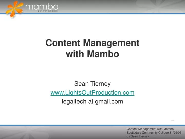 content management with mambo