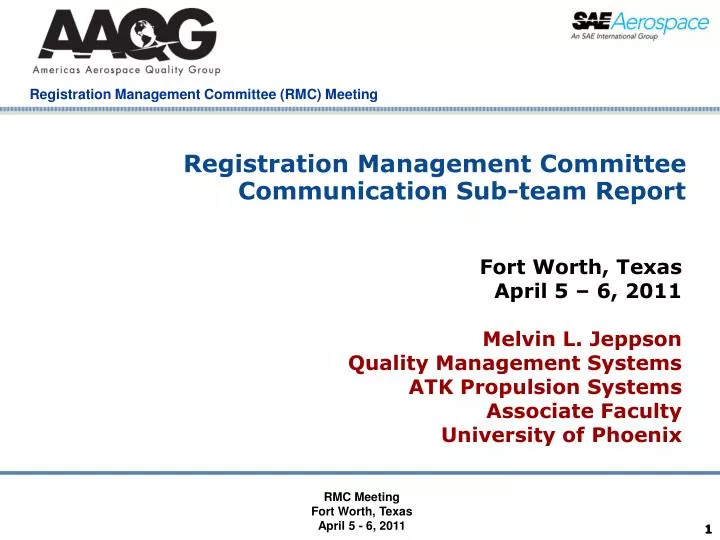 registration management committee communication sub team report