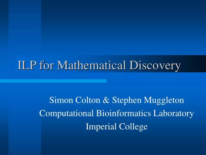 ilp for mathematical discovery