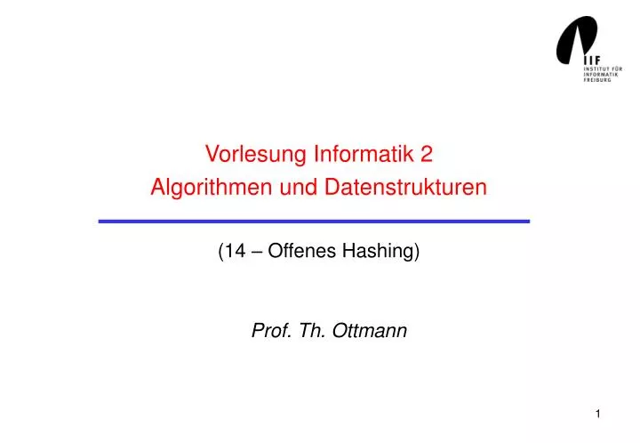 vorlesung informatik 2 algorithmen und datenstrukturen 14 offenes hashing