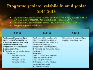 p rograme colare valabile n anul colar 2014 20 1 5