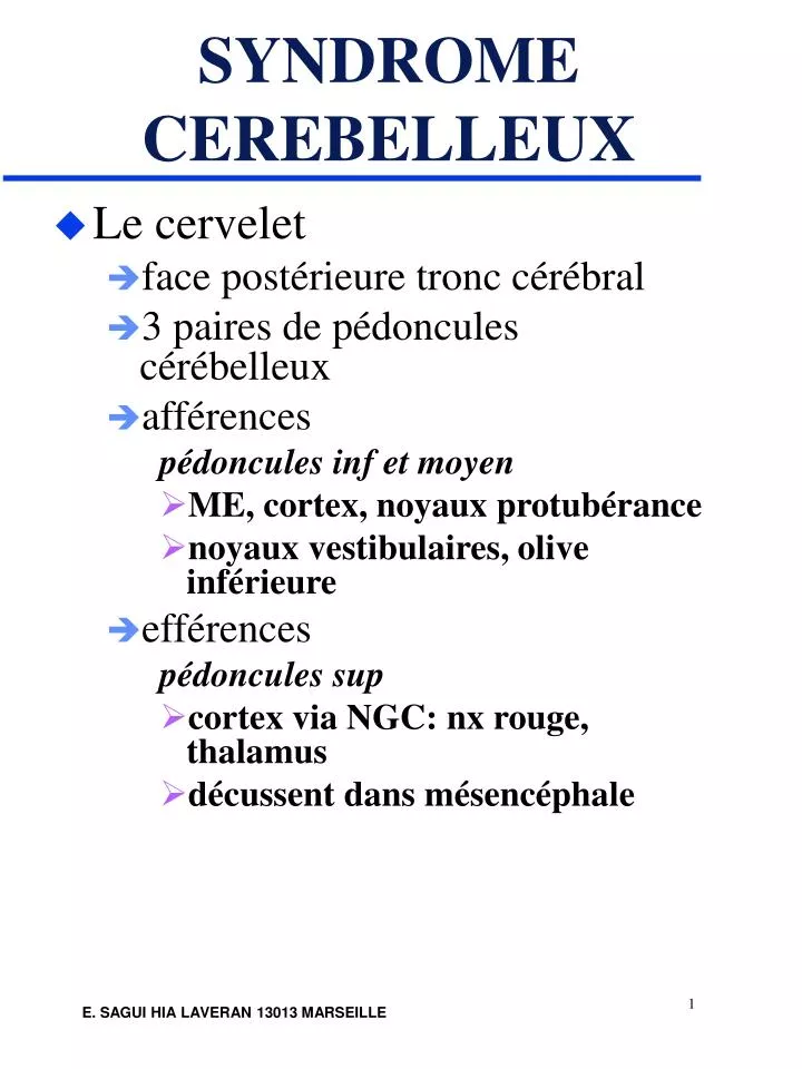 syndrome cerebelleux