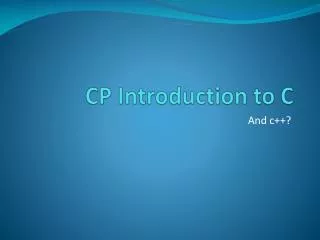 CP Introduction to C