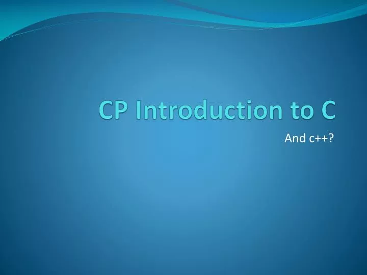 cp introduction to c