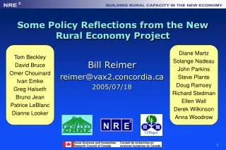 Some Policy Reflections from the New Rural Economy Project