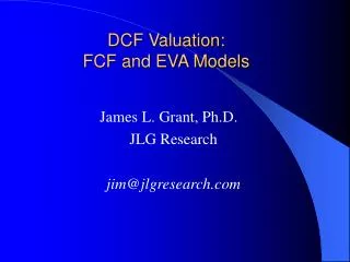 DCF Valuation: FCF and EVA Models