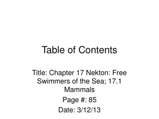 Table of Contents