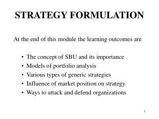 STRATEGY FORMULATION