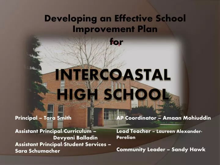 developing an effective school improvement plan for