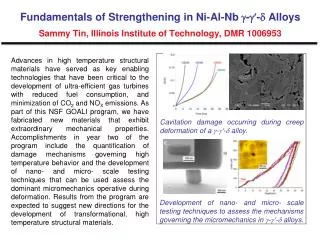 Cavitation damage occurring during creep deformation of a ? - ?? - d alloy.