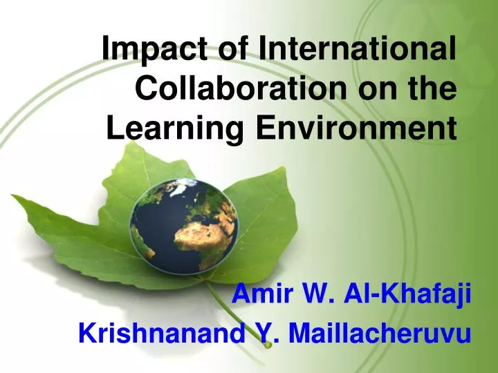 impact of international collaboration on the learning environment