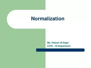 Normalization