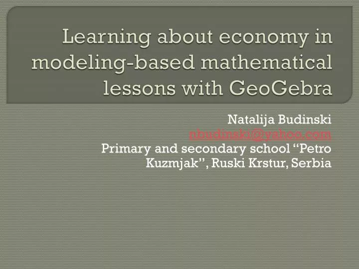 learning about economy in modeling based mathematical lessons with geogebra
