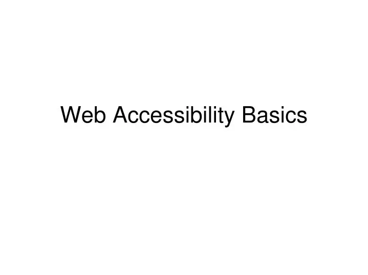web accessibility basics