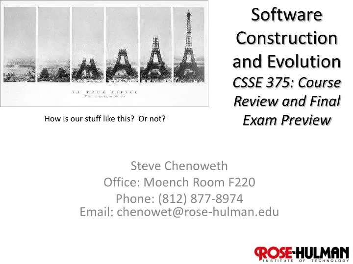 software construction and evolution csse 375 course review and final exam preview