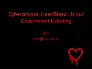 Cybercalypse , HeartBleed : Is our Government Listening