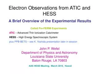 Electron Observations from ATIC and HESS