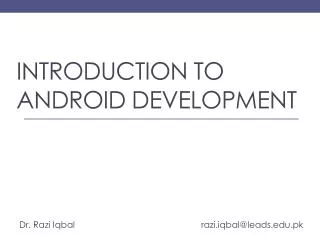 Introduction to android development