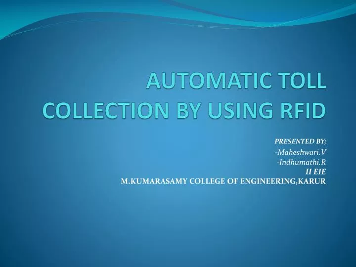 automatic toll collection by using rfid