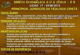 igreja evang lica s o s jesus e b li o 17 24 06 2013 princ pios jur dicos da teologia crist