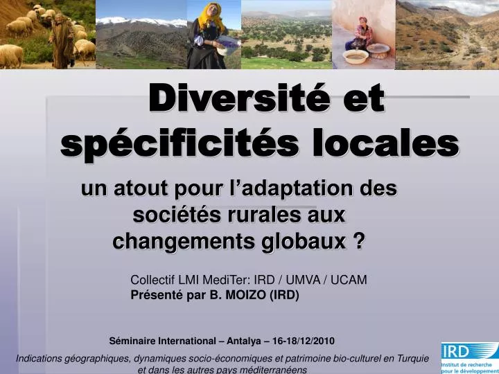 diversit et sp cificit s locales