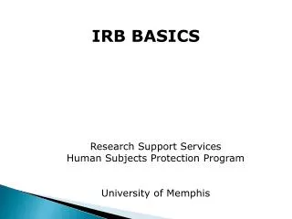 IRB BASICS