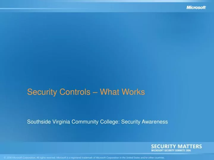 security controls what works