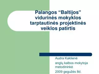 palangos baltijos vidurin s mokyklos tarptautin s projektin s veiklos patirtis