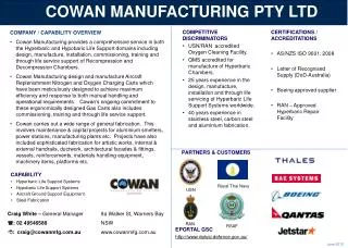 COWAN MANUFACTURING PTY LTD