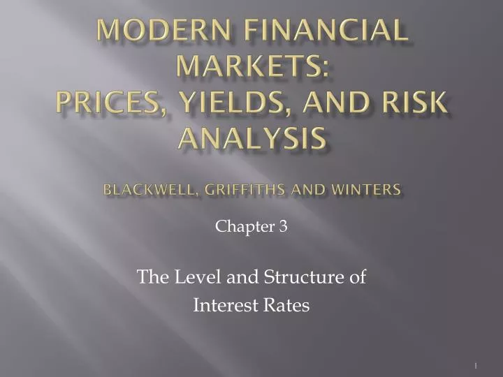 modern financial markets prices yields and risk analysis blackwell griffiths and winters