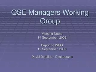 QSE Managers Working Group