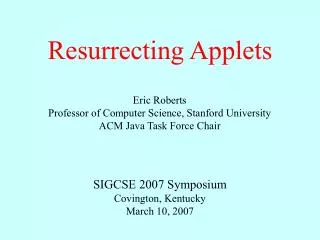 Resurrecting Applets