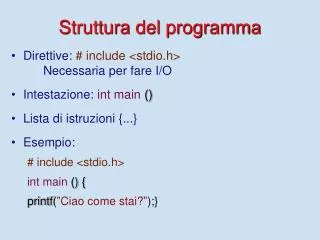 struttura del programma