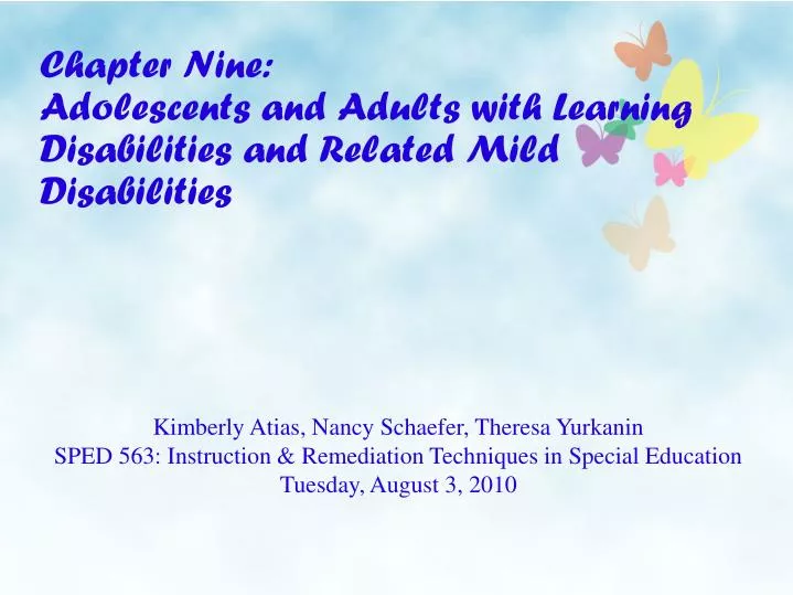chapter nine adolescents and adults with learning disabilities and related mild disabilities