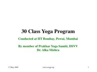 30 Class Yoga Program Conducted at IIT Bombay, Powai, Mumbai