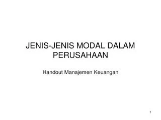 jenis jenis modal dalam perusahaan