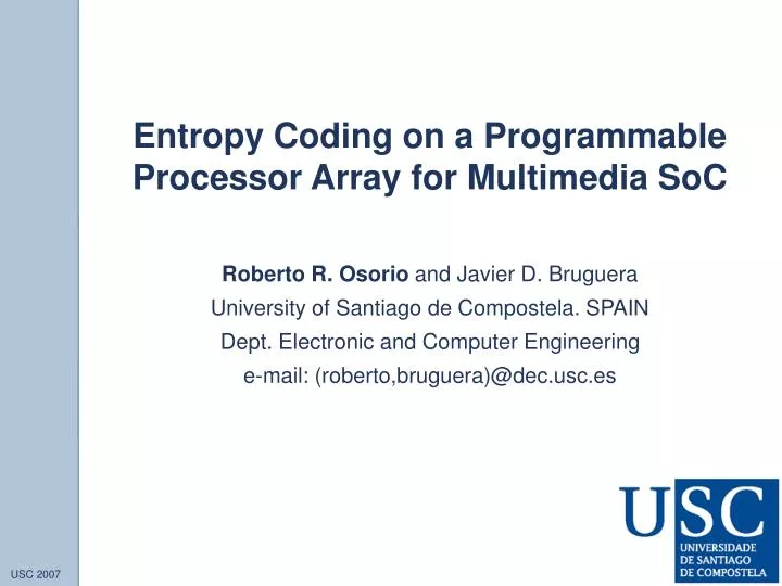 entropy coding on a programmable processor array for multimedia soc