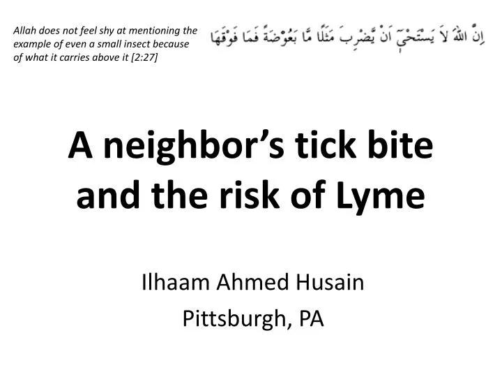 a neighbor s tick bite and the risk of lyme