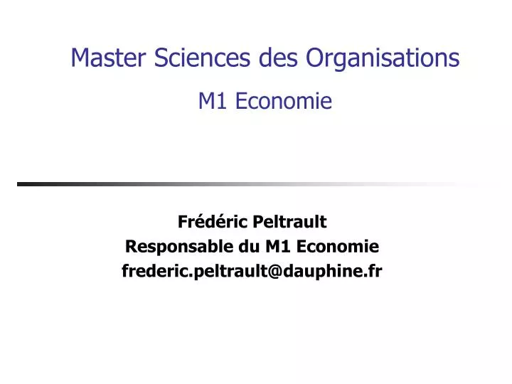 master sciences des organisations m1 economie