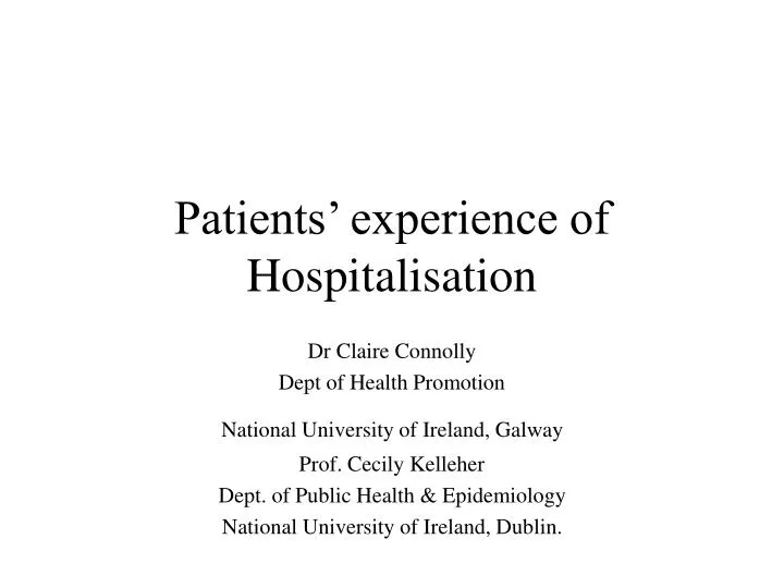 patients experience of hospitalisation