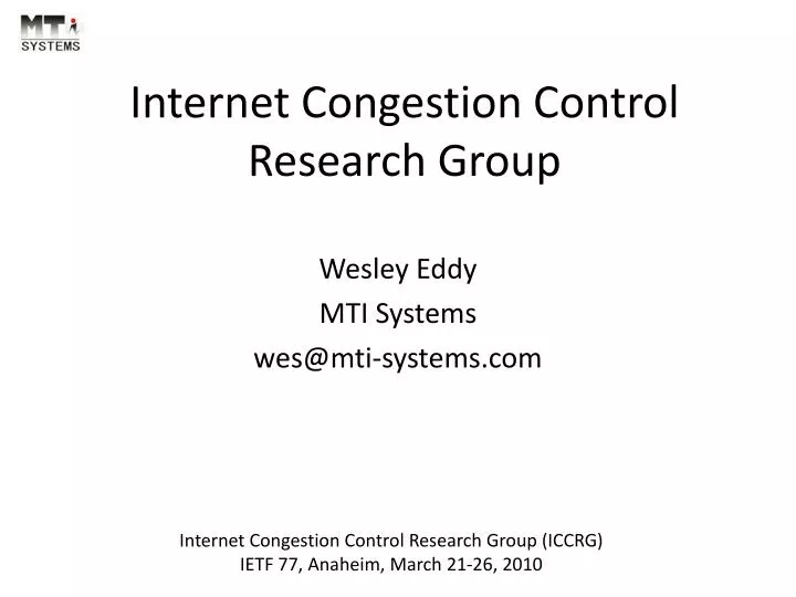 internet congestion control research group