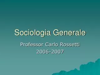 sociologia generale