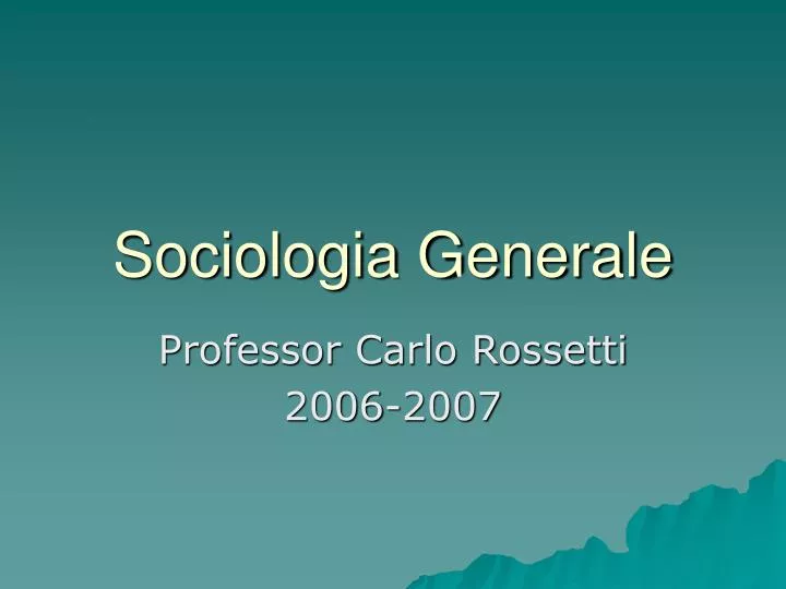 sociologia generale