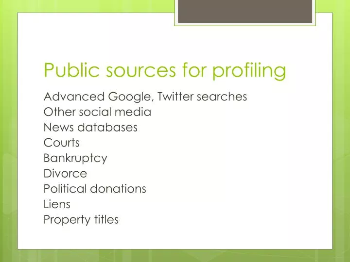 public sources for profiling