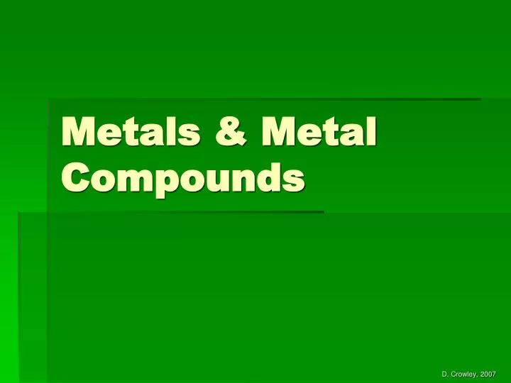 metals metal compounds